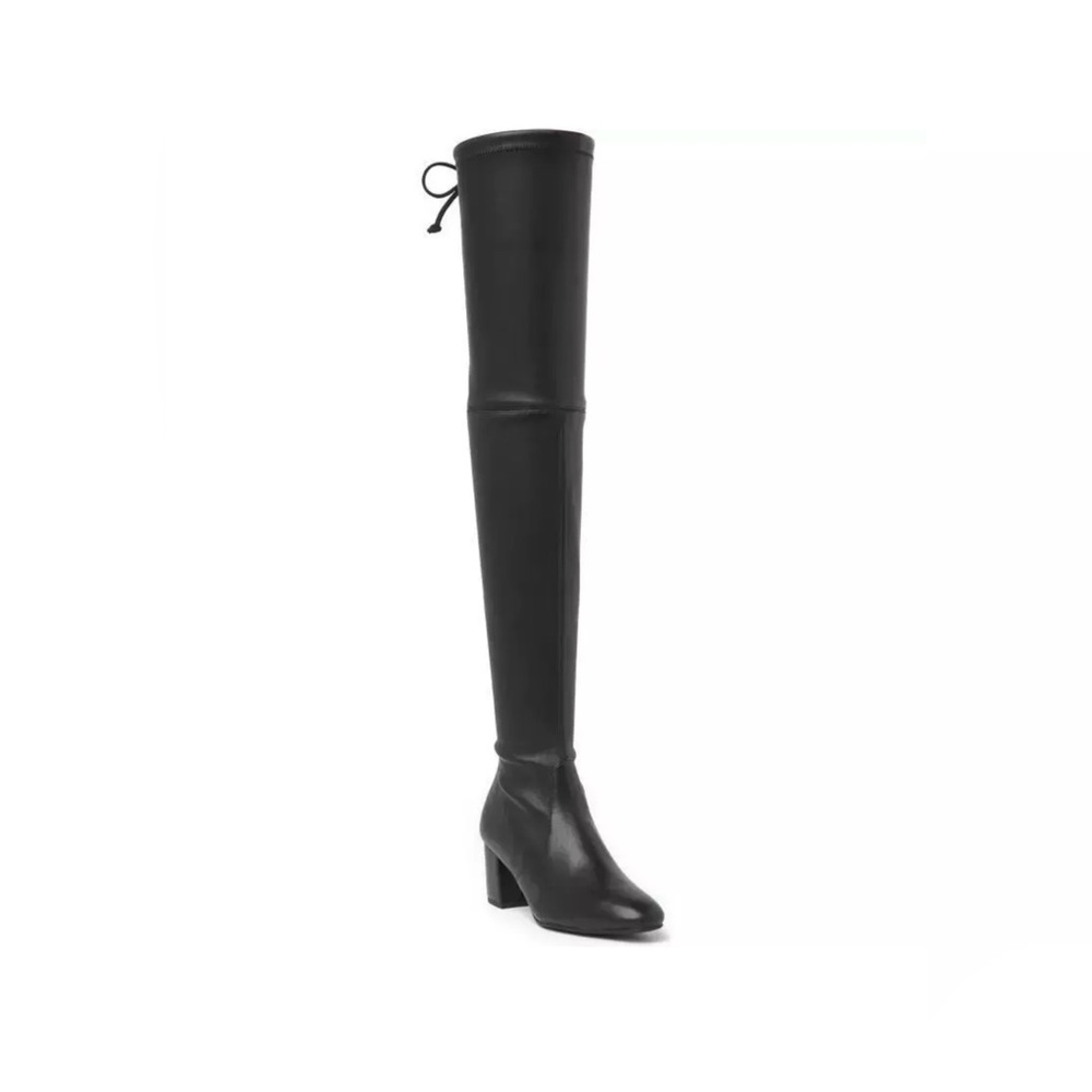 $950 - Stuart Weitzman Genna 60 City Black Stretch Leather Boot Size 8